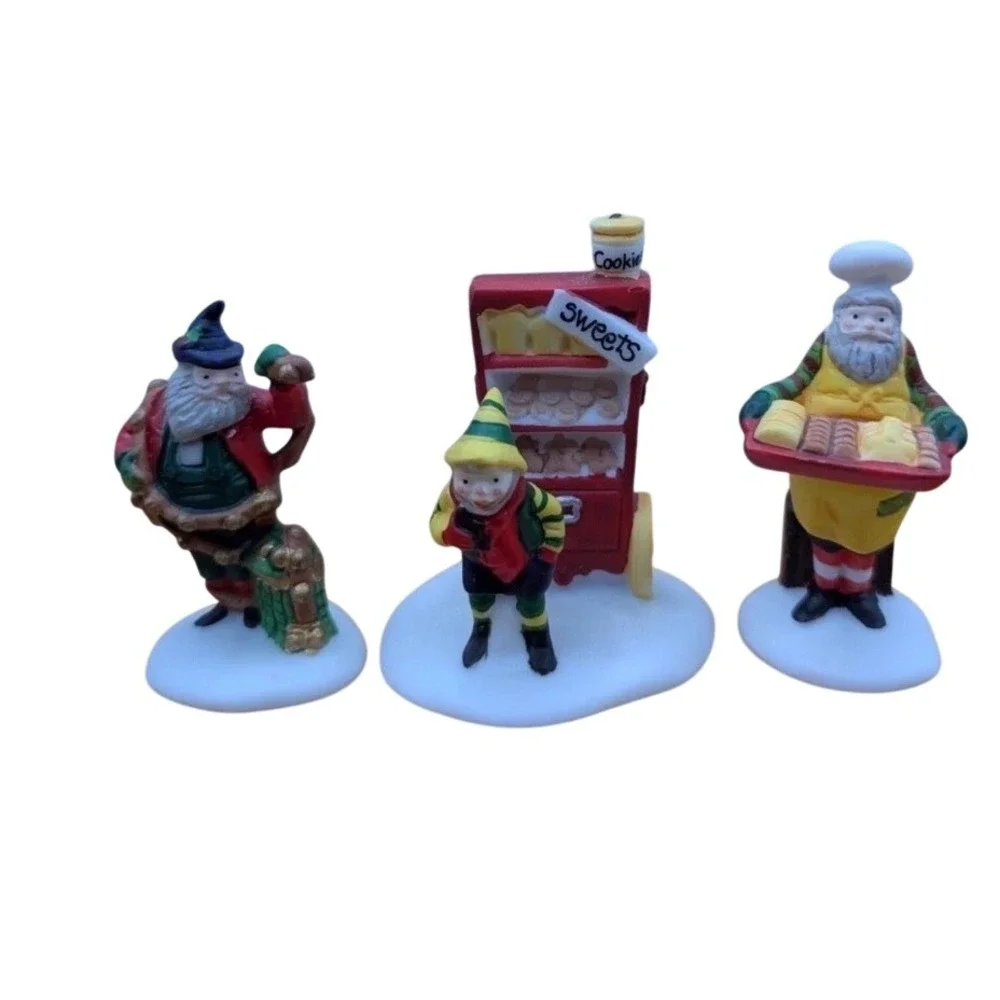 Department 56 Heritage Village Baker Elves Set of 3 Porcelain North Pole 5603-0